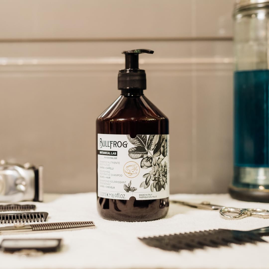 Bullfrog Restorative Nourishing Shampoo for Hair and Beard - Soothing and Revitalizing Properties - Sweet and Greedy Notes - Made in Italy - 500 ml - Image 4