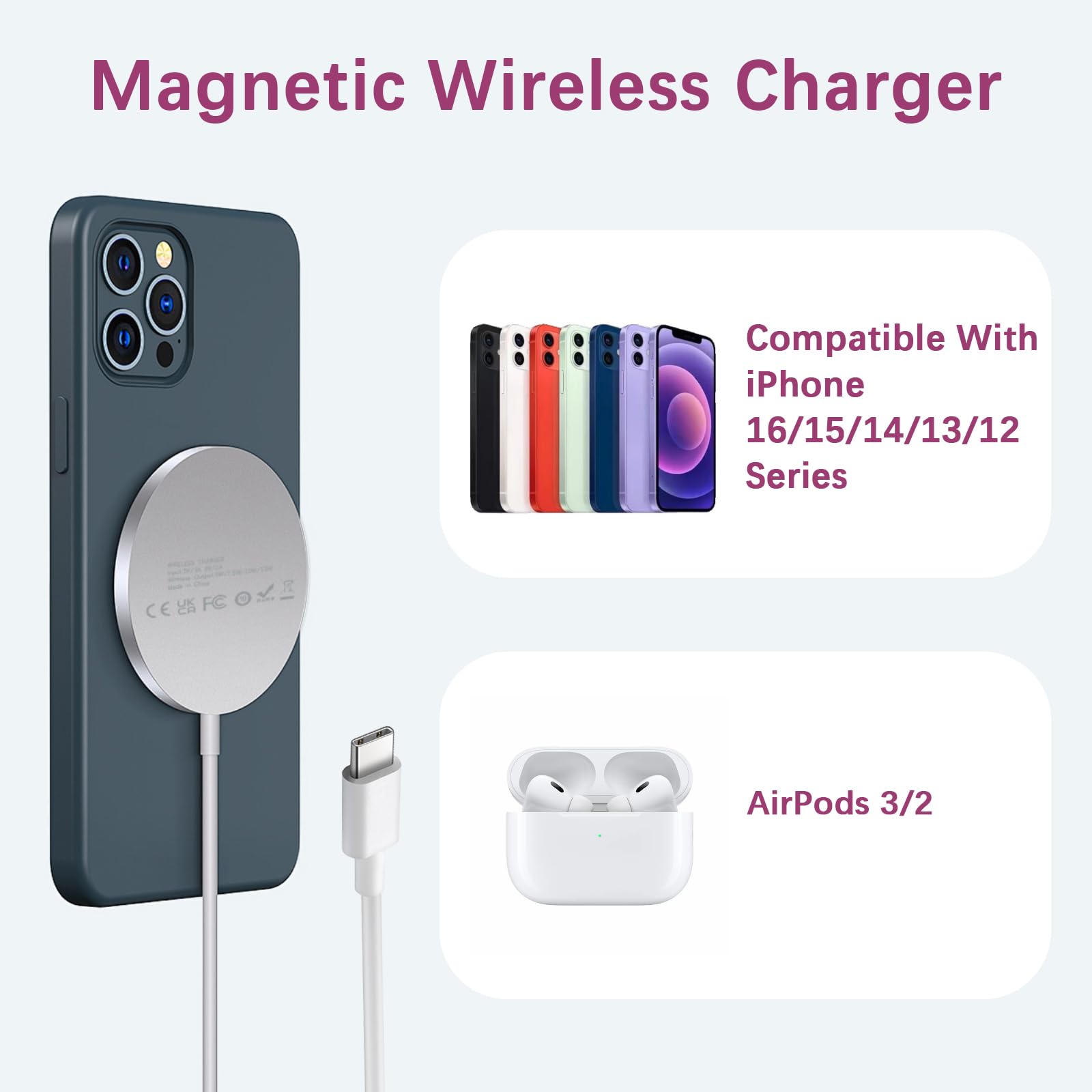 Caricabatteria wireless magnetico e pieghevole con Qi2 da 15 W