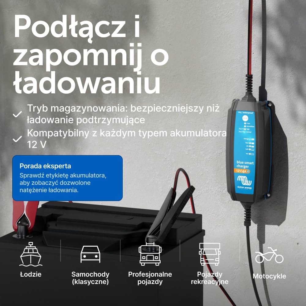 Victron Energy Blue Smart IP65 12-Volt 4 amp 230V, Ładowarka do Akumulatorów, Bluetooth (CEE 7/17)