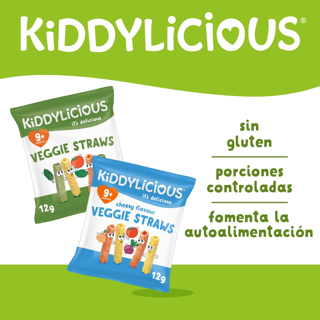 Kiddylicious Veggie Straws Mix Pack 22x12g 264g Snacks para Bebés a Partir de 9 Meses