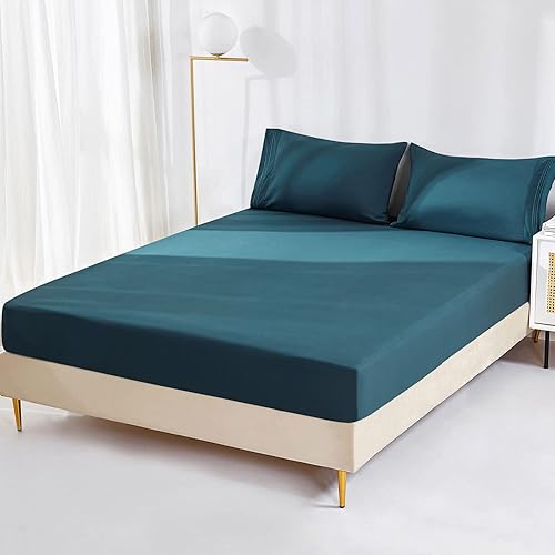 Miniatura 6 de YIYEA Sábana bajera ajustable tamaño King con funda de almohada, sábana bajera de microfibra cepillada de 1800 hilos, con bolsillo profundo de hasta