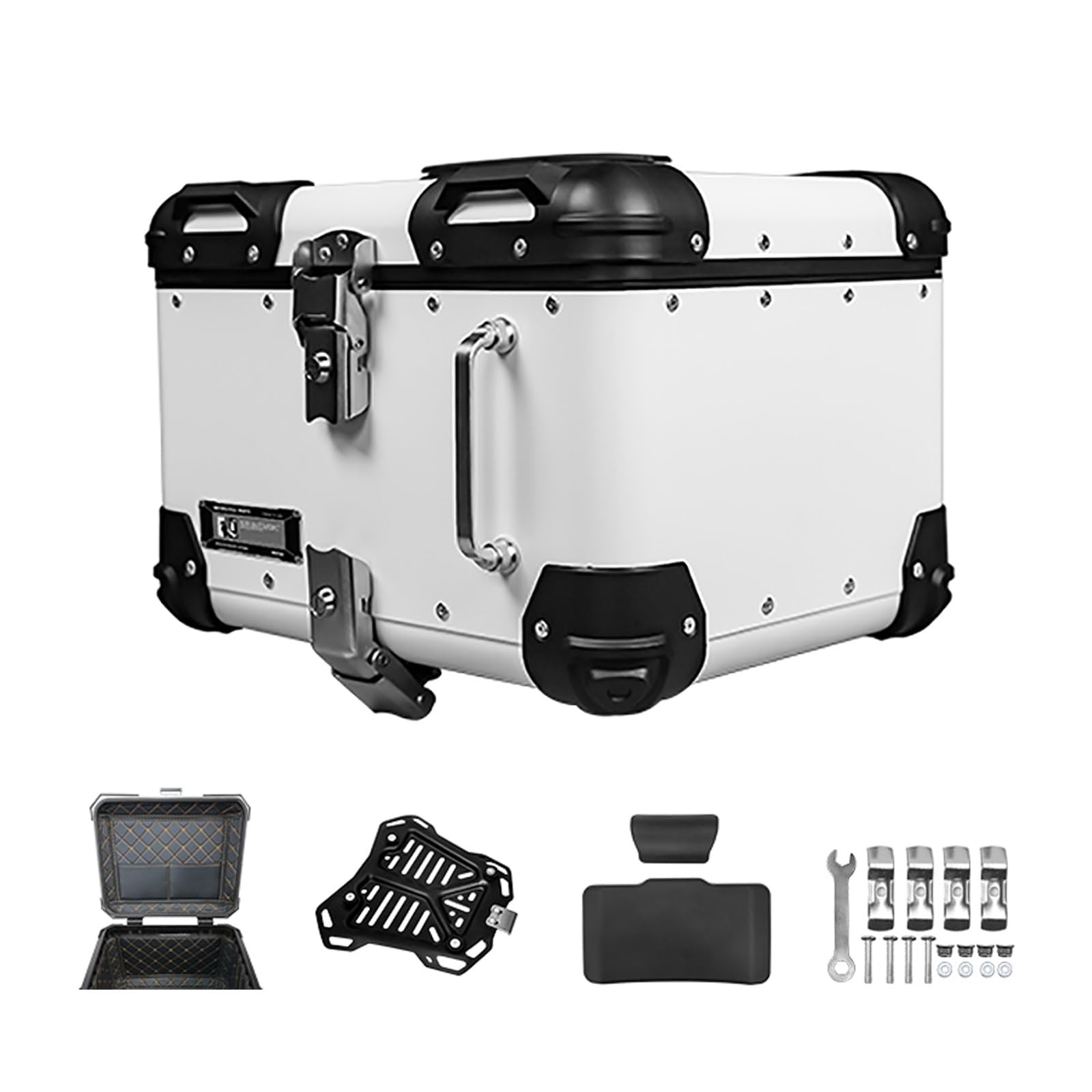 Rígido Top Case Moto Universal Impermeable 40L/45L Cofres Motoes Para Almacenamiento Cascos Aleación De Aluminio Baúl Para Motocicleta Con Cerradura De Seguridad Resistente a Caídas Y Presiones(45L)