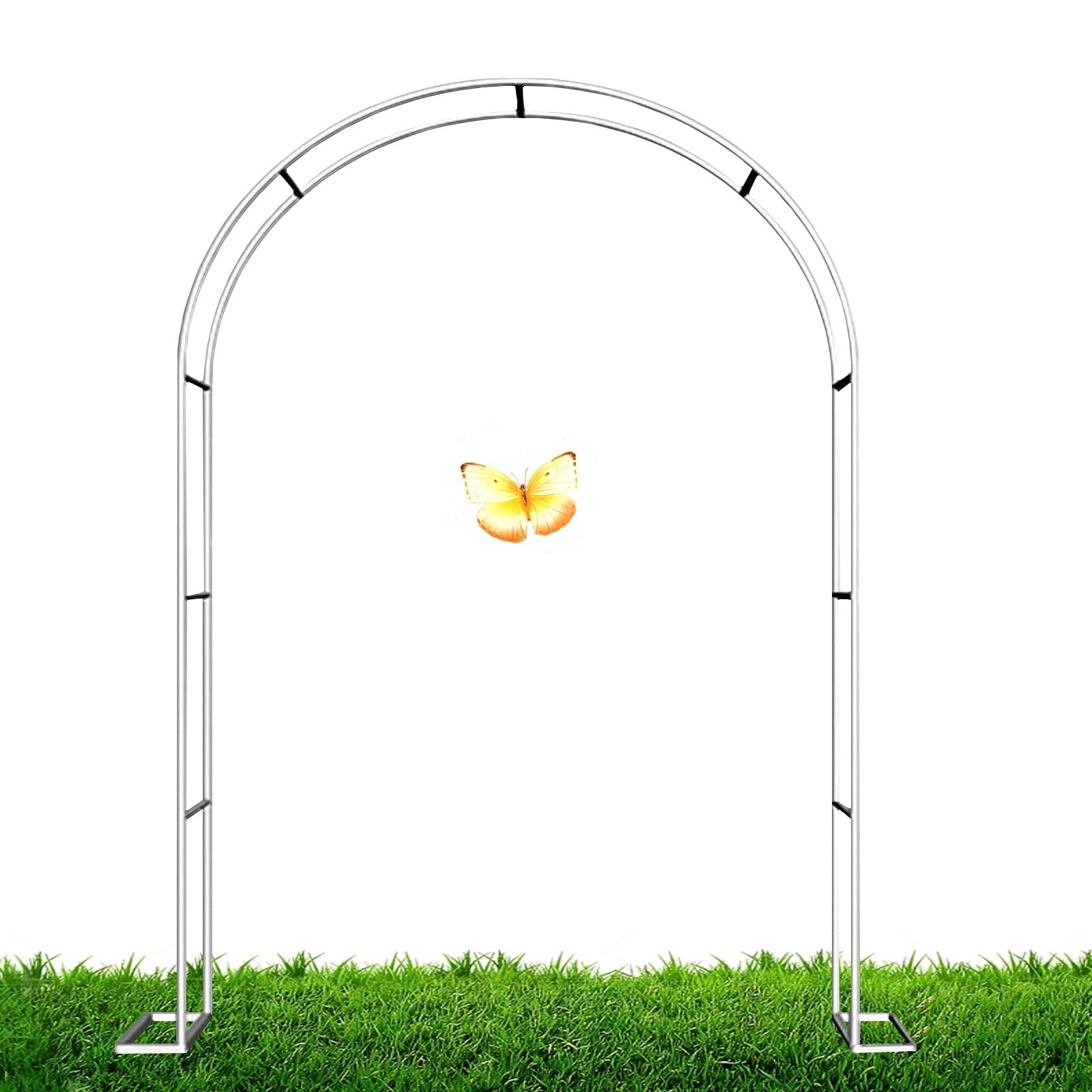 Gartenbogen aus Metall für Kletterpflanzen Weiße Rosenlaube mit Bankstütze Einfache Montage Garten Pera Outdoor Decor - Größe:B240 x H220 cm