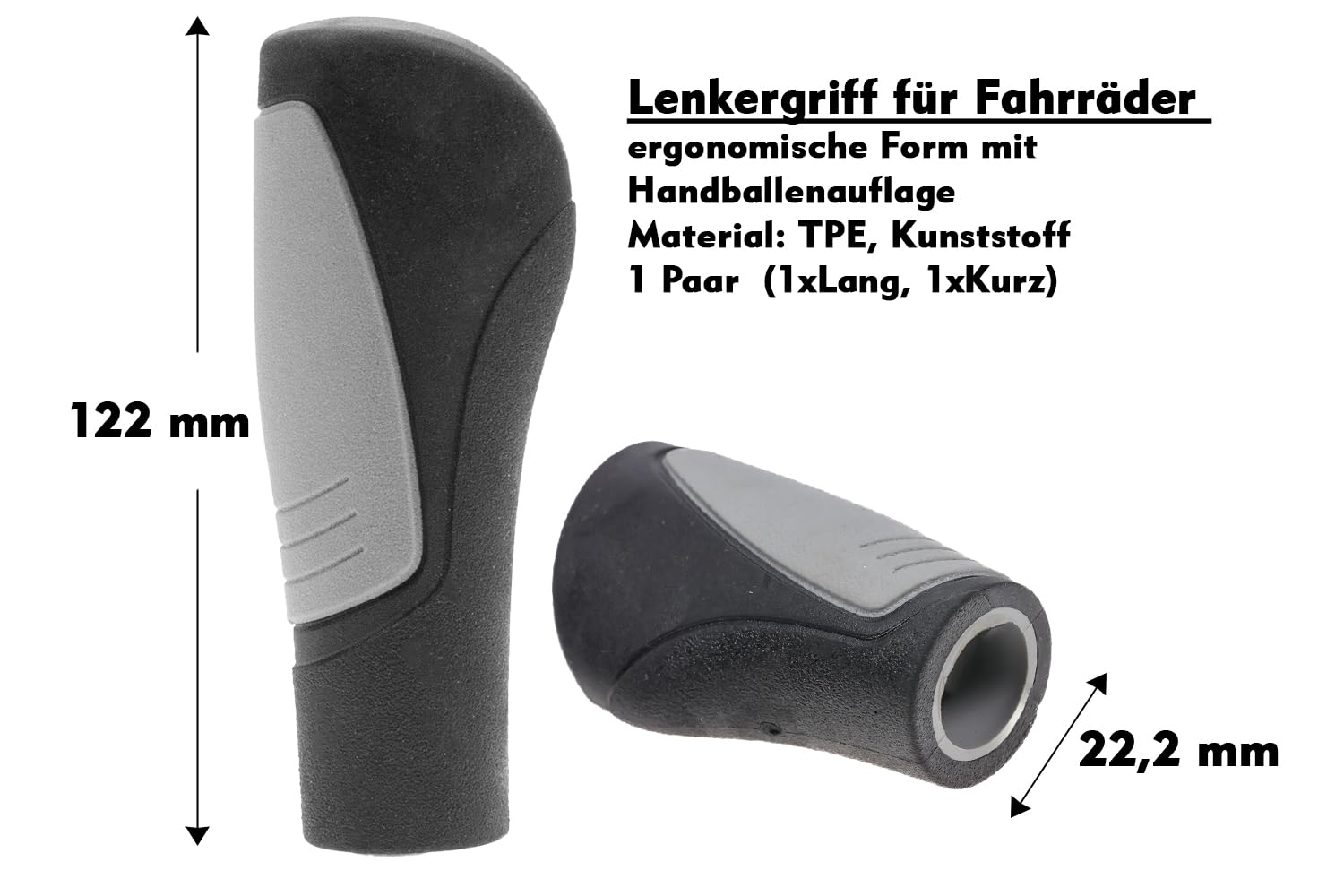 Ergonomic Bicycle Handlebar Grips 22 mm Short 75 mm + Long 122 mm for Rotating Grip Right Sports & Outdoors