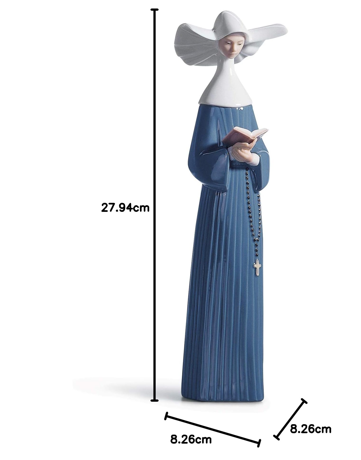 LLADRÓ Figure Prayerful Moment Nun Figurine in Glossy Porcelain