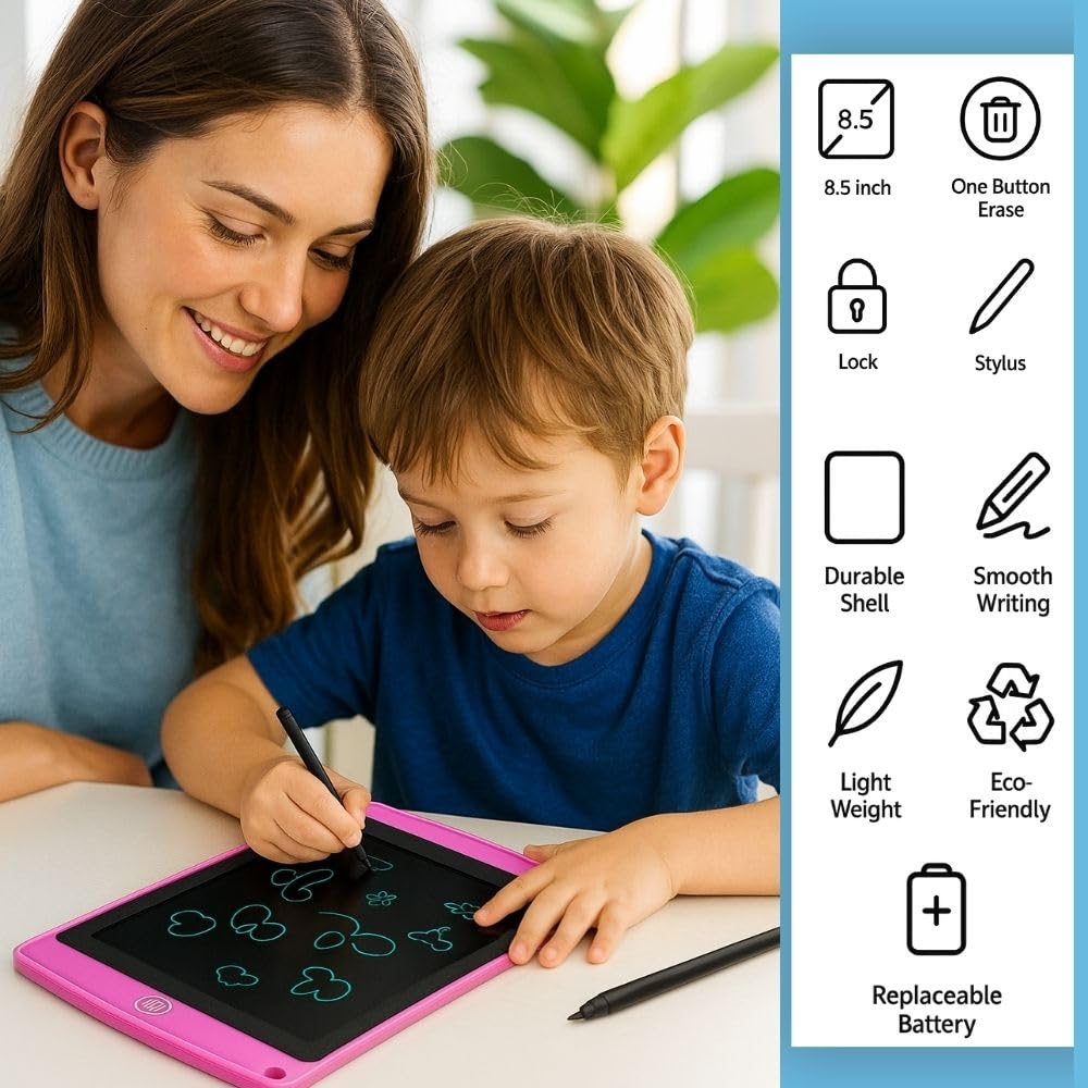 Sidhaarth Traders 1 Pcs of Digital LCD Writing Tablet for Kids, 8.5-Inch Doodle Board Educational Toy, Magic Board for Writing,Digital and Erasable Slate for Kids with Pen Random Color 4
