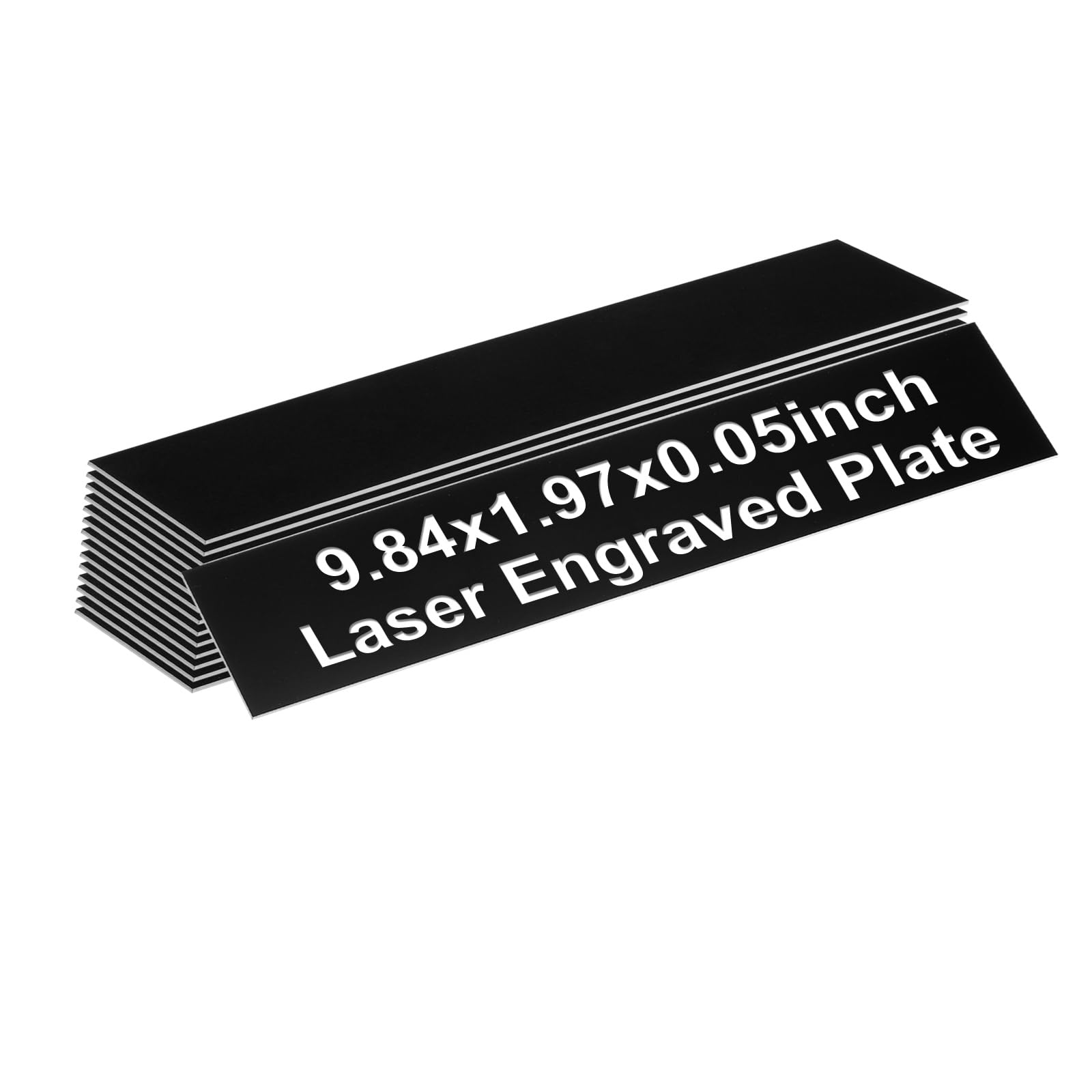 PATIKIL Blank Name Plates, 9.84x1.97" Engraved Name Plates Name Plate Personalized Custom Door Signs Desk Tags for Office Classroom, Black Color White Letter, 15 Pcs