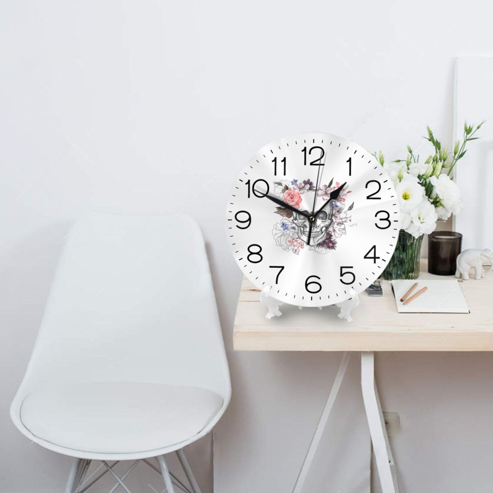 Amazon.co.jp: 掛け時計 スカル ドクロ柄 髑髏柄 かけ時計 時計 壁掛け