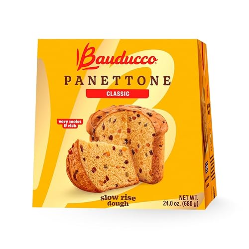 Bauducco Classic Panettone - Pastel navideño húmedo y fresco, receta tradicional italiana con fruta confitada y pasas, 24.0 onzas (paquete de 1)