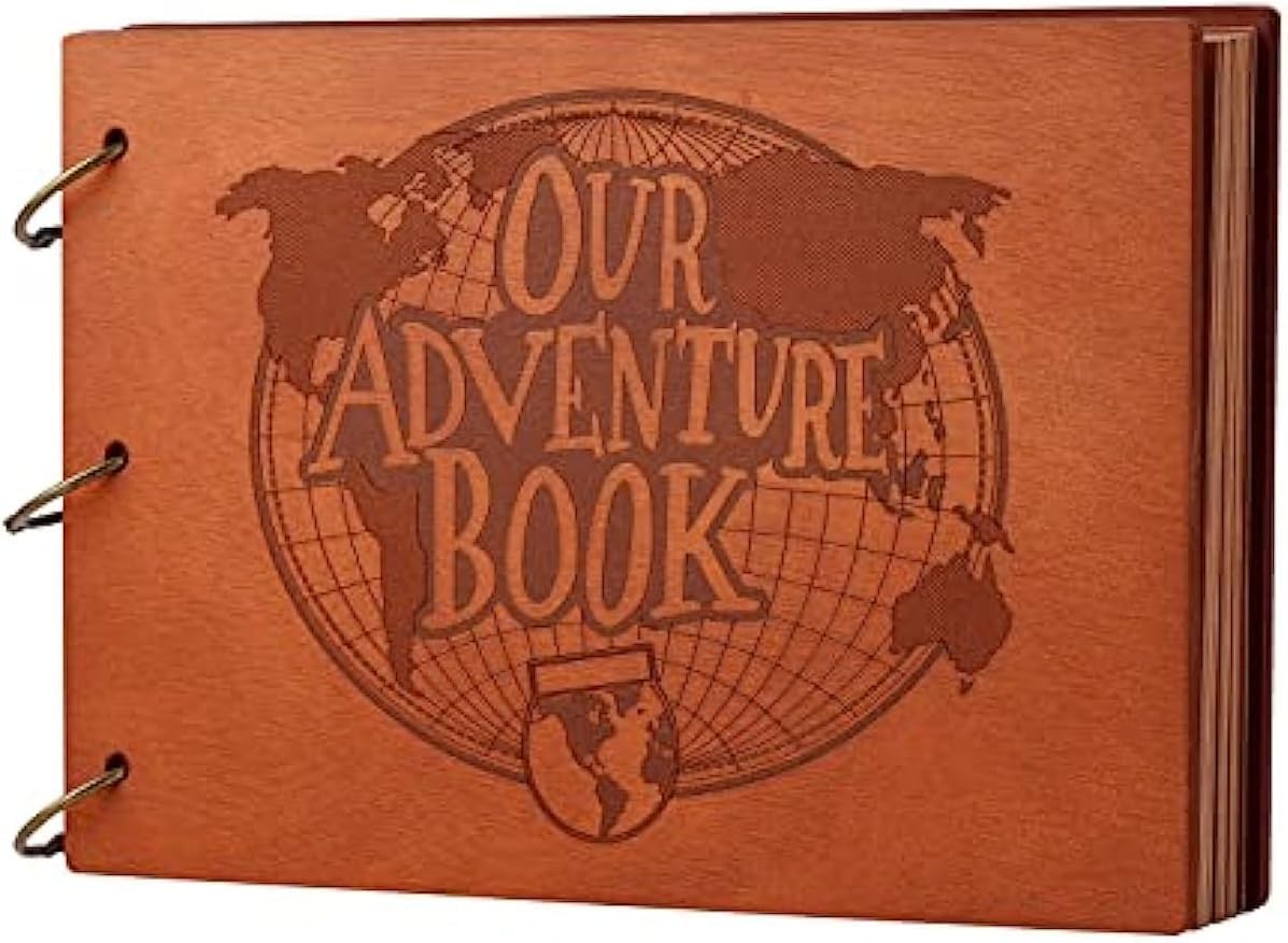 Abenteuerbuch, 3D-Holzeinband, Sammelalbum, Fotoalbum, 30 x 19 cm, zeitloses Erinnerungs-Tagebuch für unvergessliche Abenteuer und wertvolle Momente, ideal für Jubiläen, Reisen und Paare