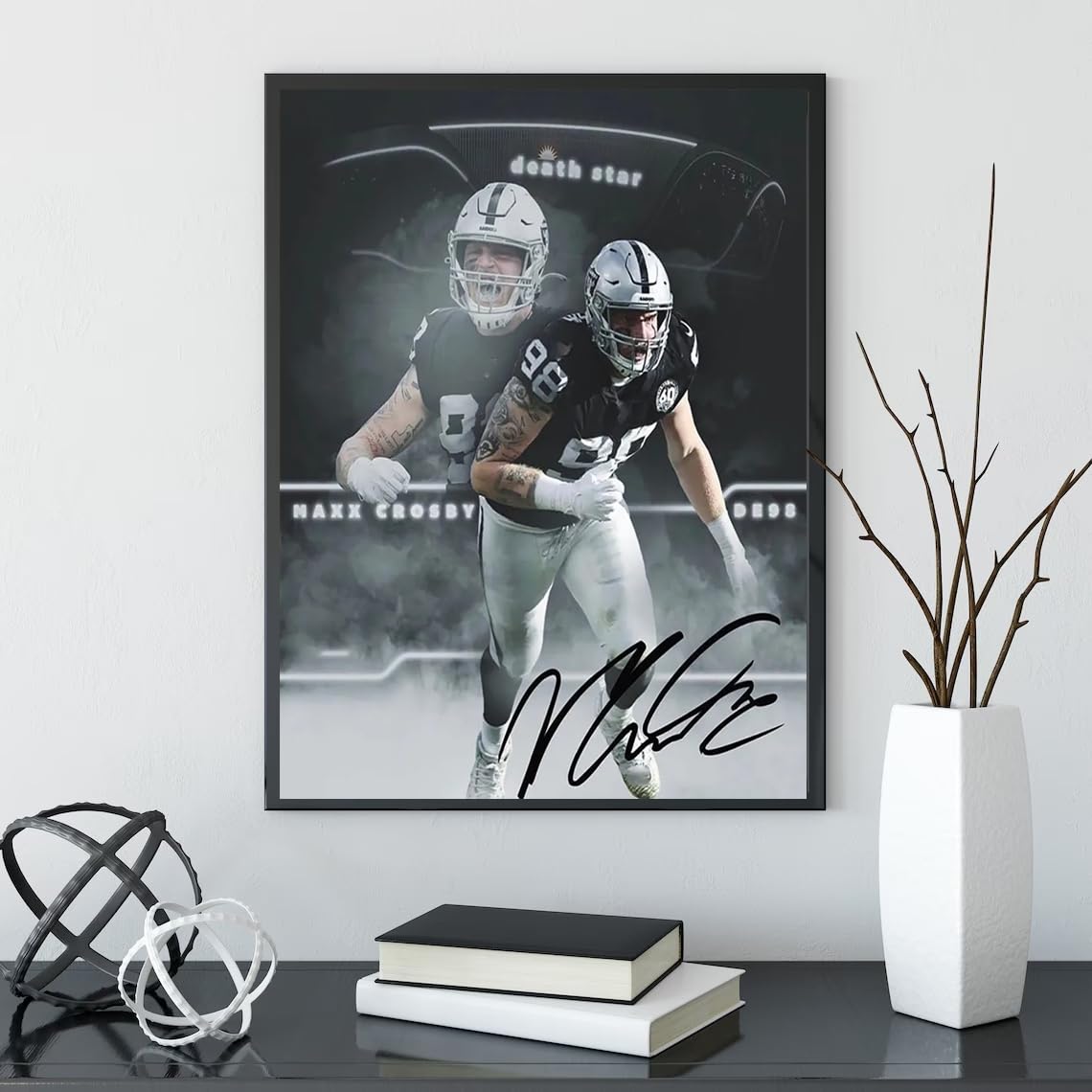 Photo 1 of WHZKCYH American Football Sports Raiders Poster For Kids Fun Teen Birthday Christmas Gifts Maxx Crosby Rugby Star Posters Canvas Wall Art Print Picture For Home Room Decor