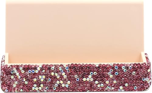 Miniatura 9 de Bestbling Soporte para tarjetas de visita de cristal con diamantes de imitación para escritorio soporte de exhibición de tarjetas de visita de