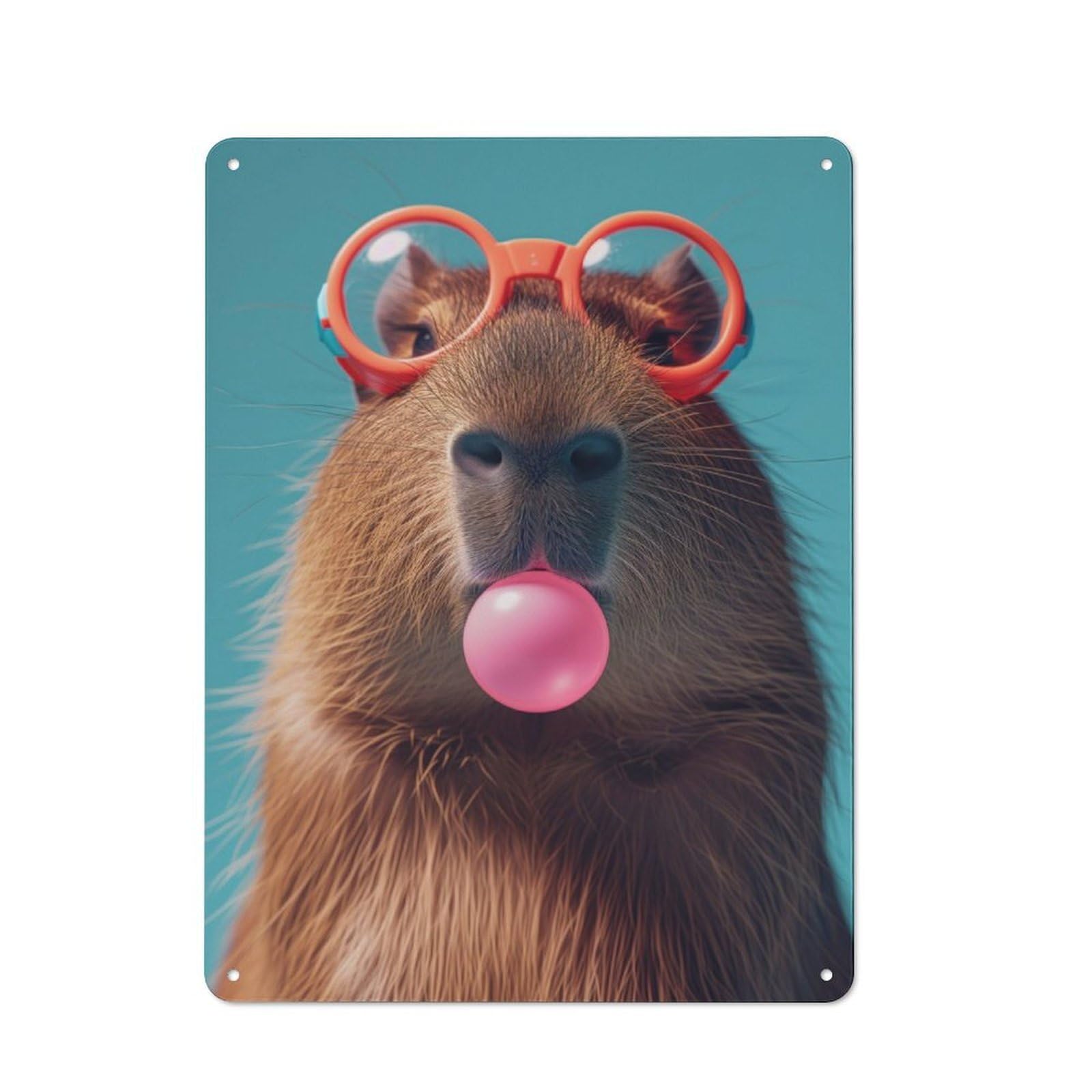 Junmoney Capybara Bubblegum Vintage Tin Wall Plaque 40X30cm For Café Or Restaurant, A Decorative Christmas Gift For Café Owners And Decorators