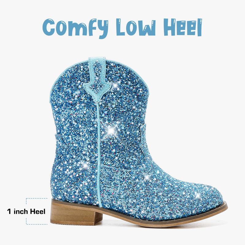 Image of Motasha Toddler Girls Cowgirl Boots Glitter Toddler Cowboy Boot Ankle Girls Boots Little Kids Horse Riding Shoes Party Birthday