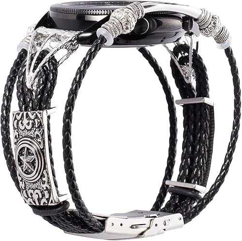 Miniatura 2 de Compatible con Samsung Galaxy Watch 6, 5, 4 y 3, 1.575 in, 1.732 in, correa bohemia de cuero para hombres y mujeres de 0.78 pulgadas, joyería de