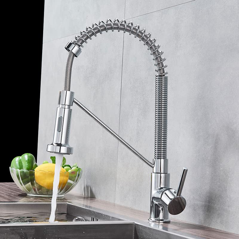 Mitigeur d'eau de cuisine à rotation 360 et robinet d'évier commercial chromé