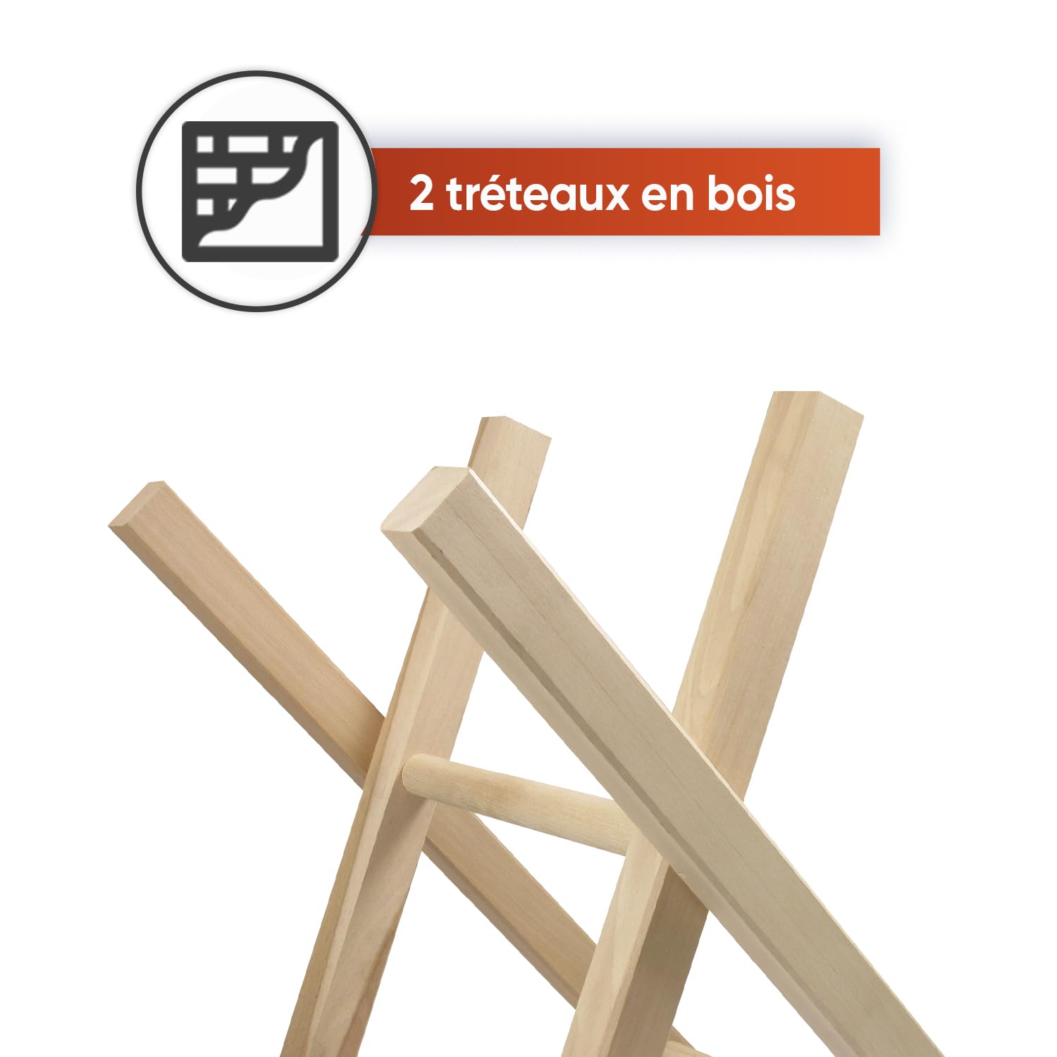 UNIVERSEL - Chevalet De Tronçonnage En Bois De Hêtre/Frêne - 2 Trétaux Pour Sciage Et Coupe De Bûche - Longeur 63 cm - Largeur 40 cm - Hauteur 54 cm
