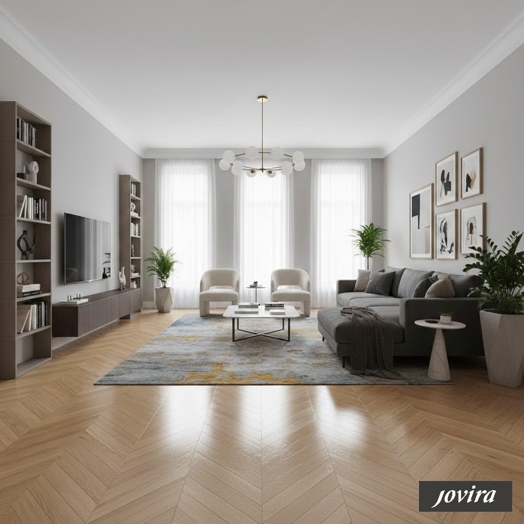 JOVIRA PINTURAS Barniz Renovador Protector para Suelos Laminados, Parquet y Madera – Decora, Protege y Disimula Arañazos – Resistente a Manchas y Desgaste. (5 Litros, Brillante) F-99C