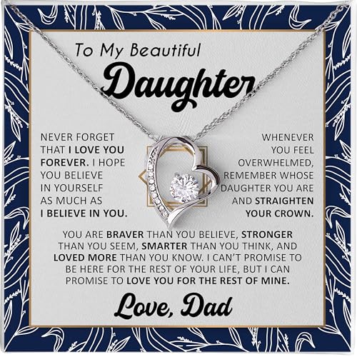 Gifts for Daughter - To My Daughter Necklace from Dad, Jewelry Gifts From Daddy on Graduation, Wedding Day, Present Ideas For Beautiful Daughters from Father, Birthday Gift for Daughters