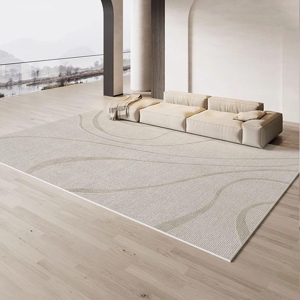 Tapis rayé crème beige marron salon décoration moderne 80x160