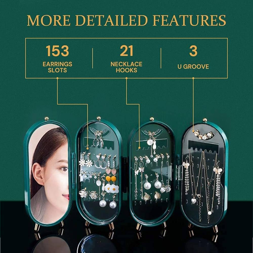 Deoxys Foldable Jewelry Boxes Display Earrings Rings Organizer Box Jewelry Travel Case Small for Women Hanging Necklace Jewelry Storage Box 4 Doors Foldable Screen Necklace Display Rack Jewelry : Amazon.in: Jewellery