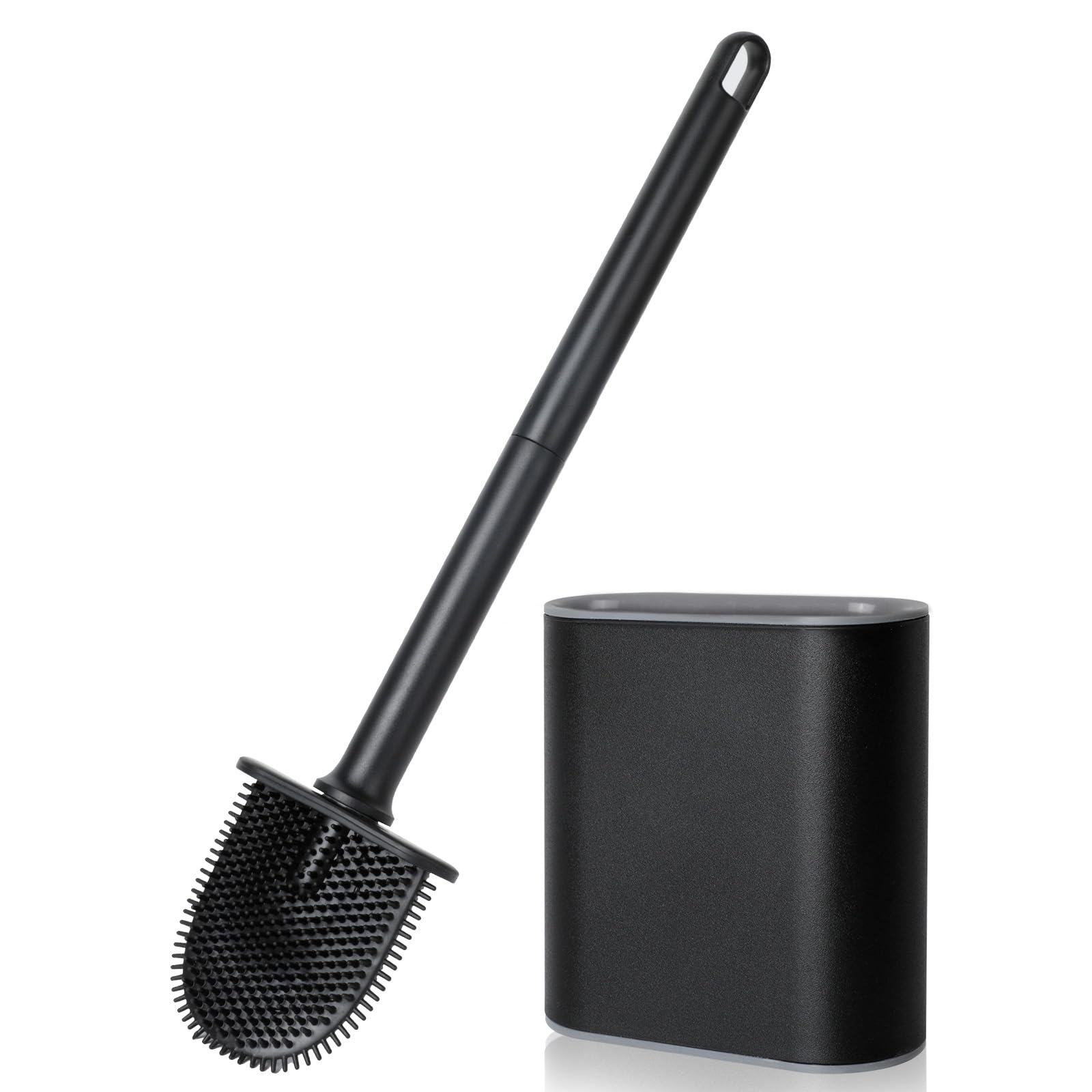 AiQInu Toilet Brush, Deep Cleaner Silicone Toilet Brush with Non-Slip Long Plastic Handle and Flexible Bristles, Wall Toilet Brush with Ventilation Slits for the Toilet