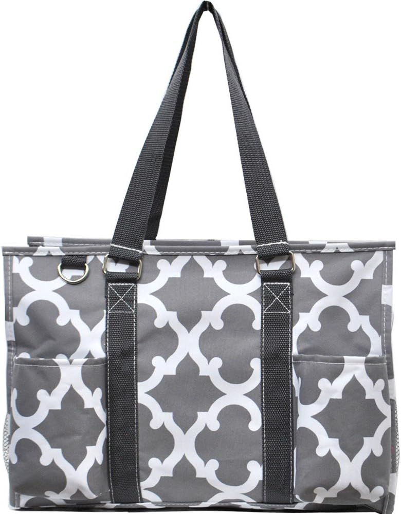 Clover Pattern Print Zippered Caddy Organizer Tote Bag