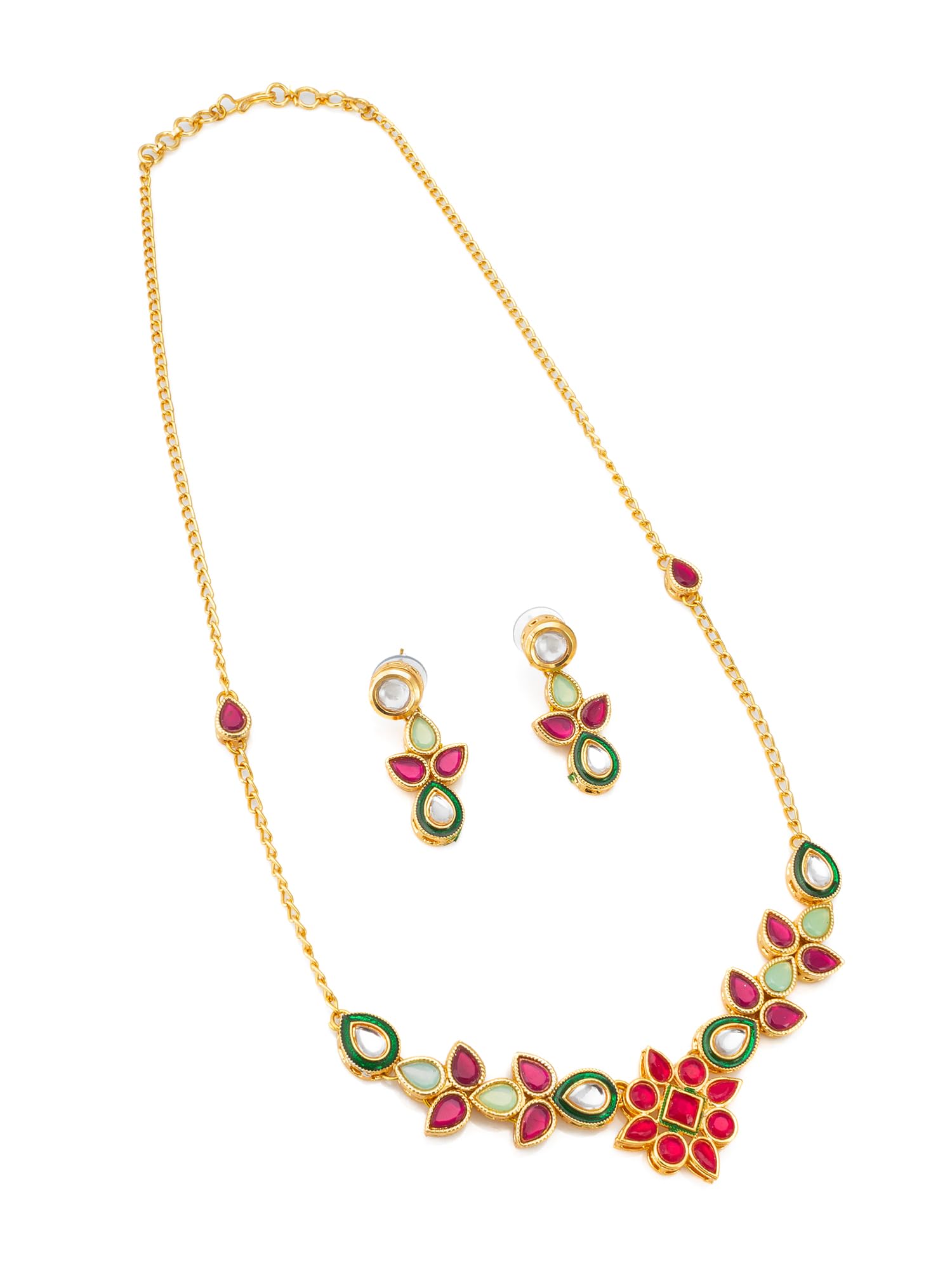 Gold Toned Latest Tradtional Necklace Pendant Jewellery Set for Women and Girls - NK4663