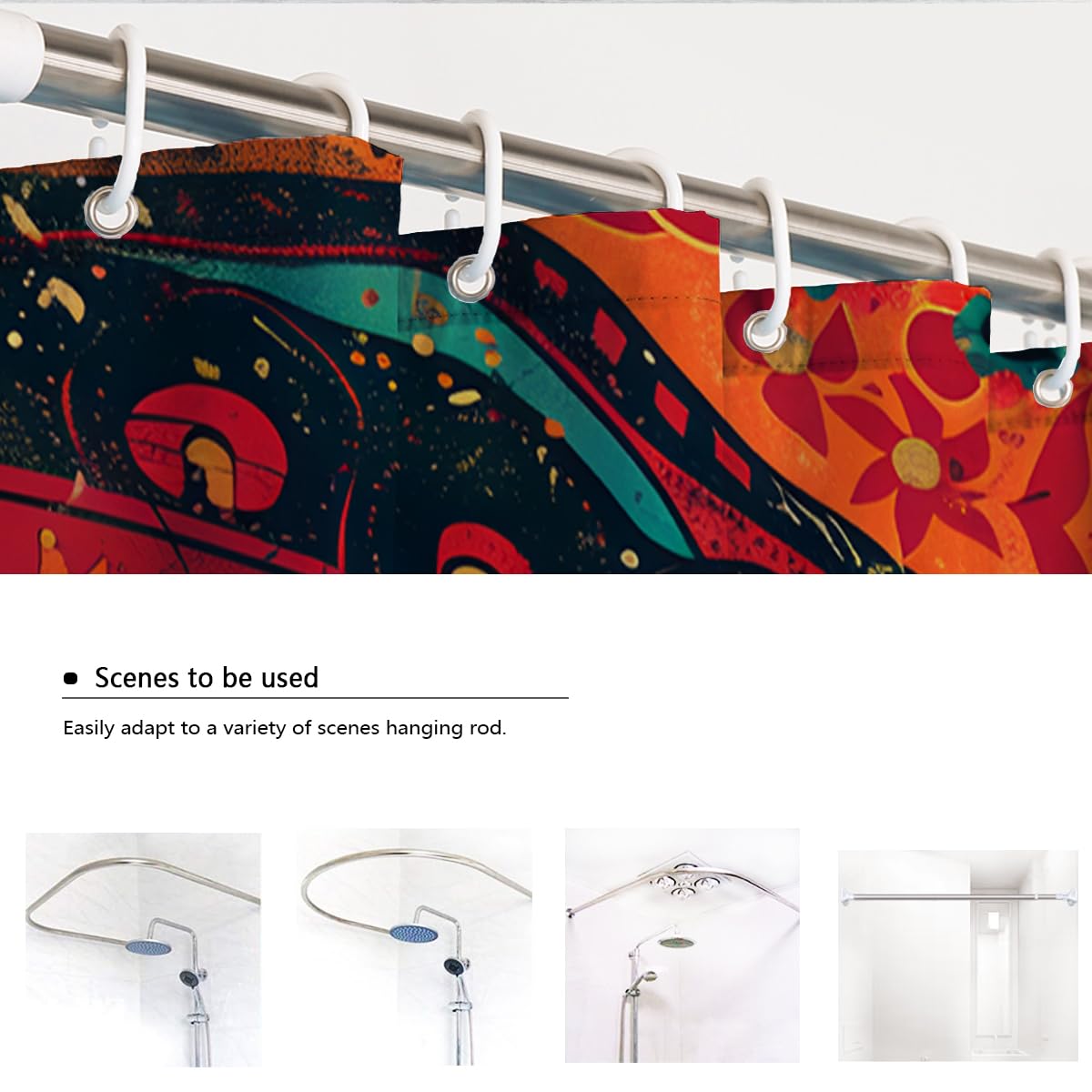 Żywy Retro Bohemian Odporny na pleśń Zasłony Łazienkowe W180xL200cm Wodoodporna Tkanina Poliestrowa Z Wielokolorowy Wzór Paisley Zmywalny Do Wanien W Mokrych Pomieszczeniach
