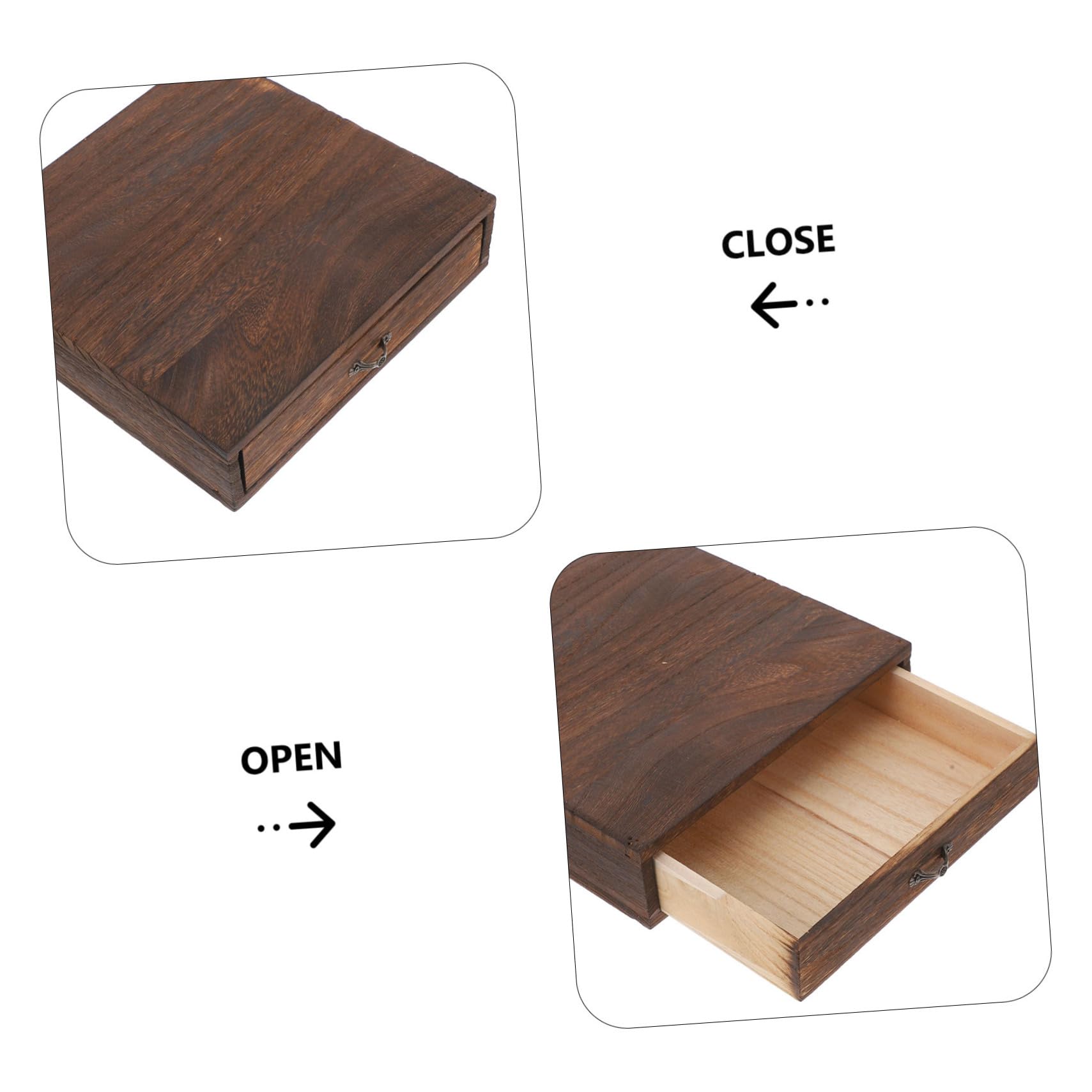 Drewniany organizer na biurko 23 cm x 22 cm x 6 cm z szufladą do przechowywania biżuterii i akcesoriów do domowego biura i studia - stylowe i funkcjonalne rozwiązanie do przechowywania na biurku