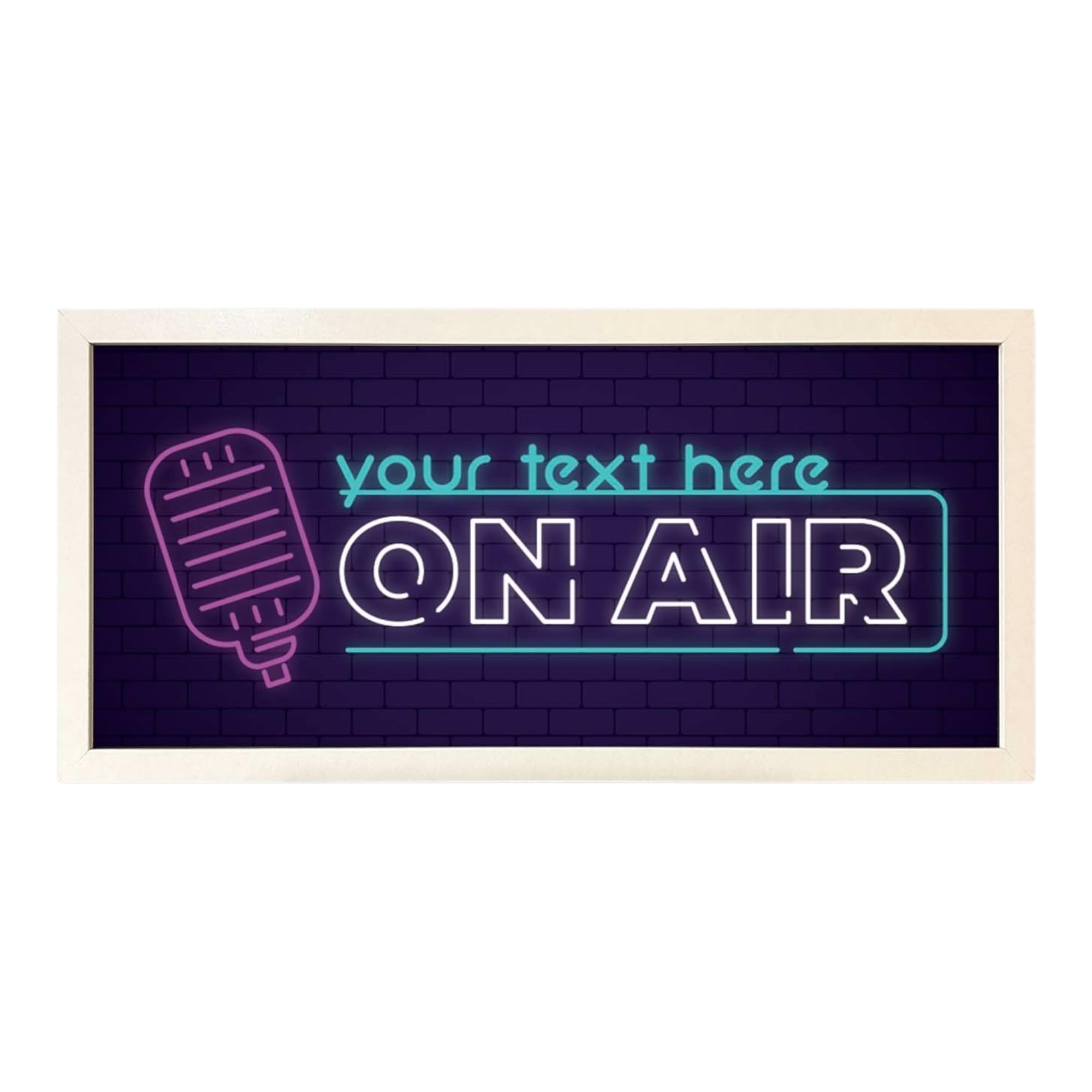 Echo Three White Personalised Wall Art Framed Print On Air Studio | Custom Room Large Wide Sign |Dj Recording Artist Classic Retro Signage |Display Show Broadcasting | Live Social Media Content Creator Gift