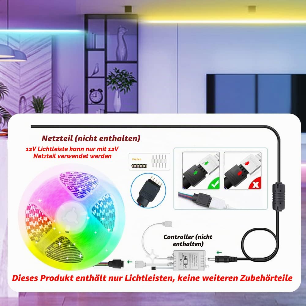 Arotelicht RGBW LED Streifen 12V 5M 108LEDs/M Super Hell RGB+Warmweiß(2700K-3000K) 4 Farben in 1 LED Band 5050SMD Selbstklebend IP20 Nicht wasserdicht LED Licht Streifen Lichtband Leiste Band Für Deko