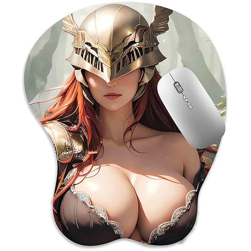 RUFSMAAN 3D Mouse Pad Oppai Mousepad with Soft Gel Wrist Rest Anime Manga Gaming Boob pad Anti-Slip Mouse Mat (Maleni 2)