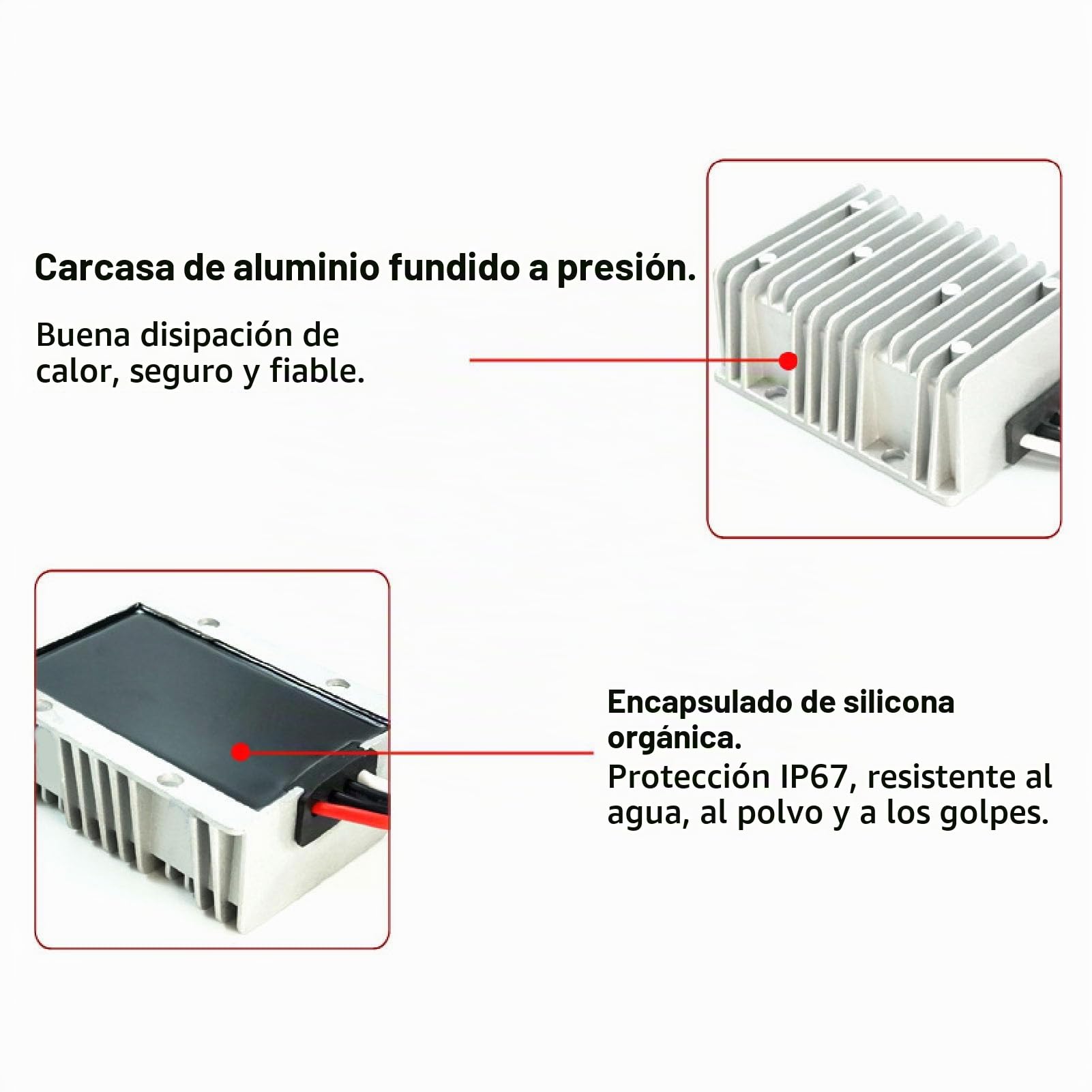Transformador Elevador, Convertidor Elevador de 12 V a 36 V, Regulador de Voltaje Impermeable de 540 W con Múltiples Funciones de Protección, para Vehículos, Sistemas de