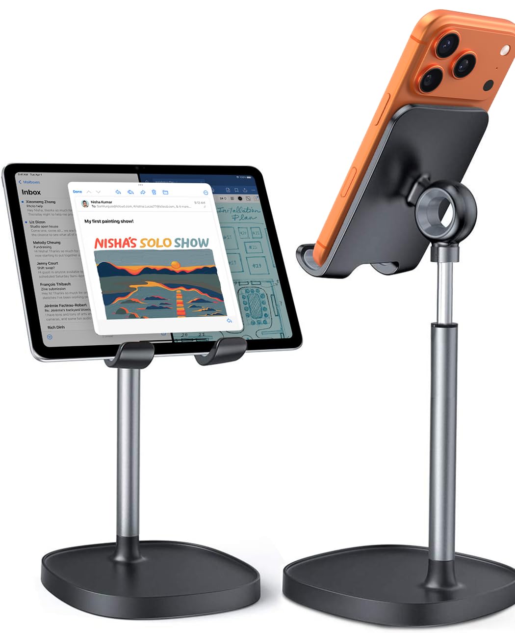 LISEN Cell Phone Stand Adjust for iPhone Phone Holder for Desk, Office Desk Accessories PC Gaming Gifts for Her Essentials Kitchen Gadgets Fit Telephone OtterBox Case Switch iPad Air Tablet 4-10 in
