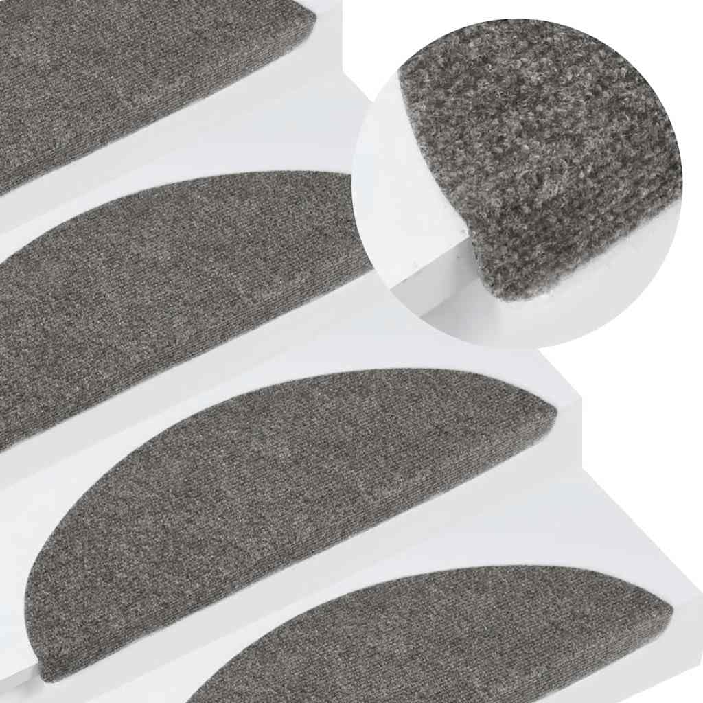 vidaXL Trapmatten zelfklevend 10 st 56x17x3 cm grijs, trap mat, trapbekleding tapijt, trap bekleden tapijt, traptapijt, vloerbedekking trap
