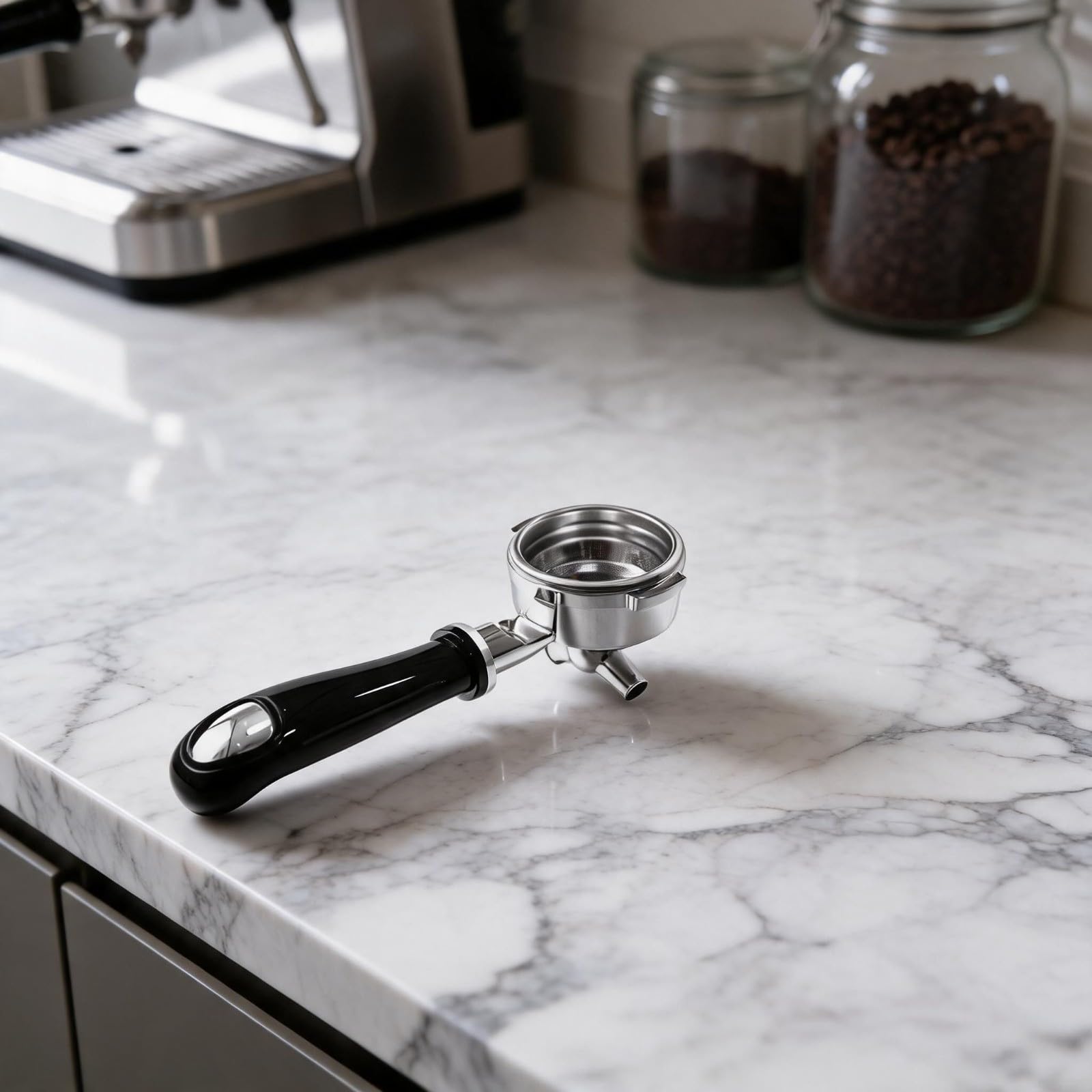 Portafiltro per caffè espresso in acciaio inox da 58 mm con cestello filtrante per Breville serie 9, manico rimovibile per macchine da caffè espresso di grado 304