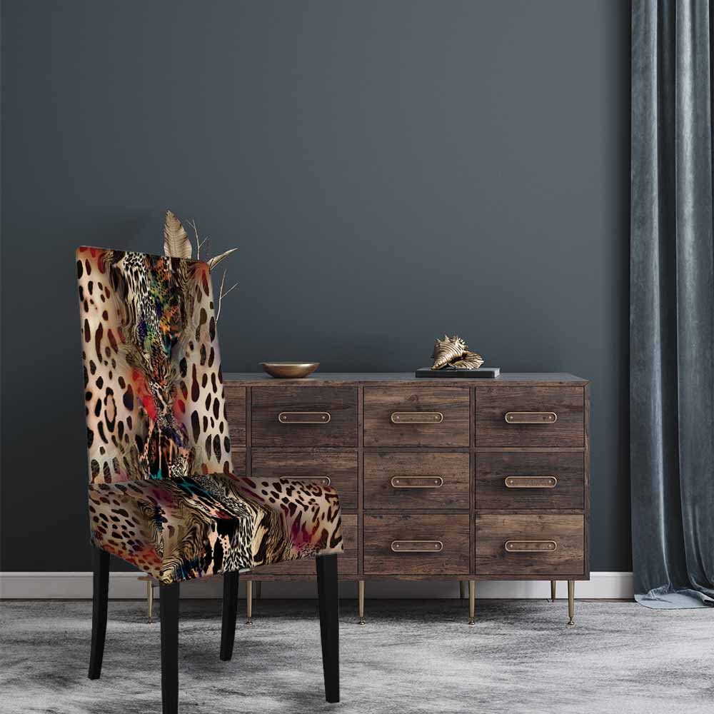 Numland 1 Pack Leopard Print Dining Room Chair Covers Jungle African Animal Skin Texture Cheetah Wildlife Camouflage Short Stretchable Polyester Removable Washable for home Restaurant Banquet