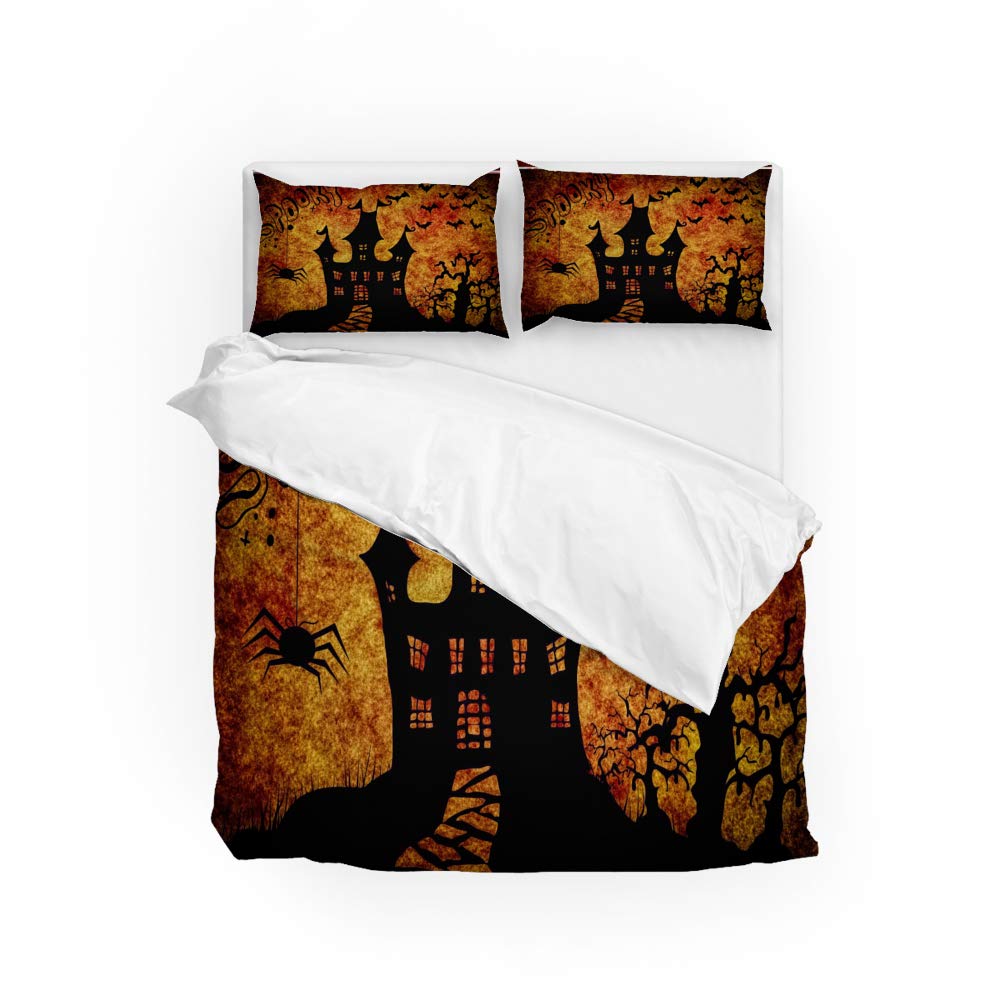 Housse de couette Halloween double en microfibre avec 2 pièces pour lit maison