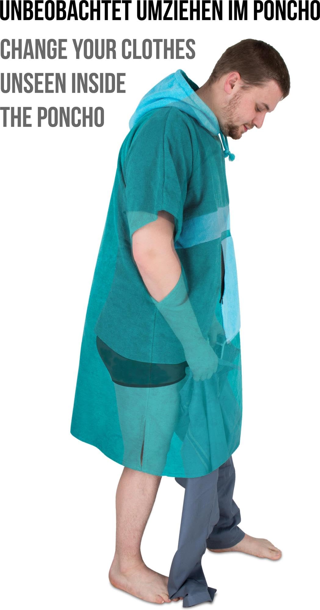 normani Unisex Badeponcho für Erwachsene | Handtuch-Poncho | Umzieh-Hilfe - Strand-Bademantel für Damen undund Herren aus 100% Baumwolle