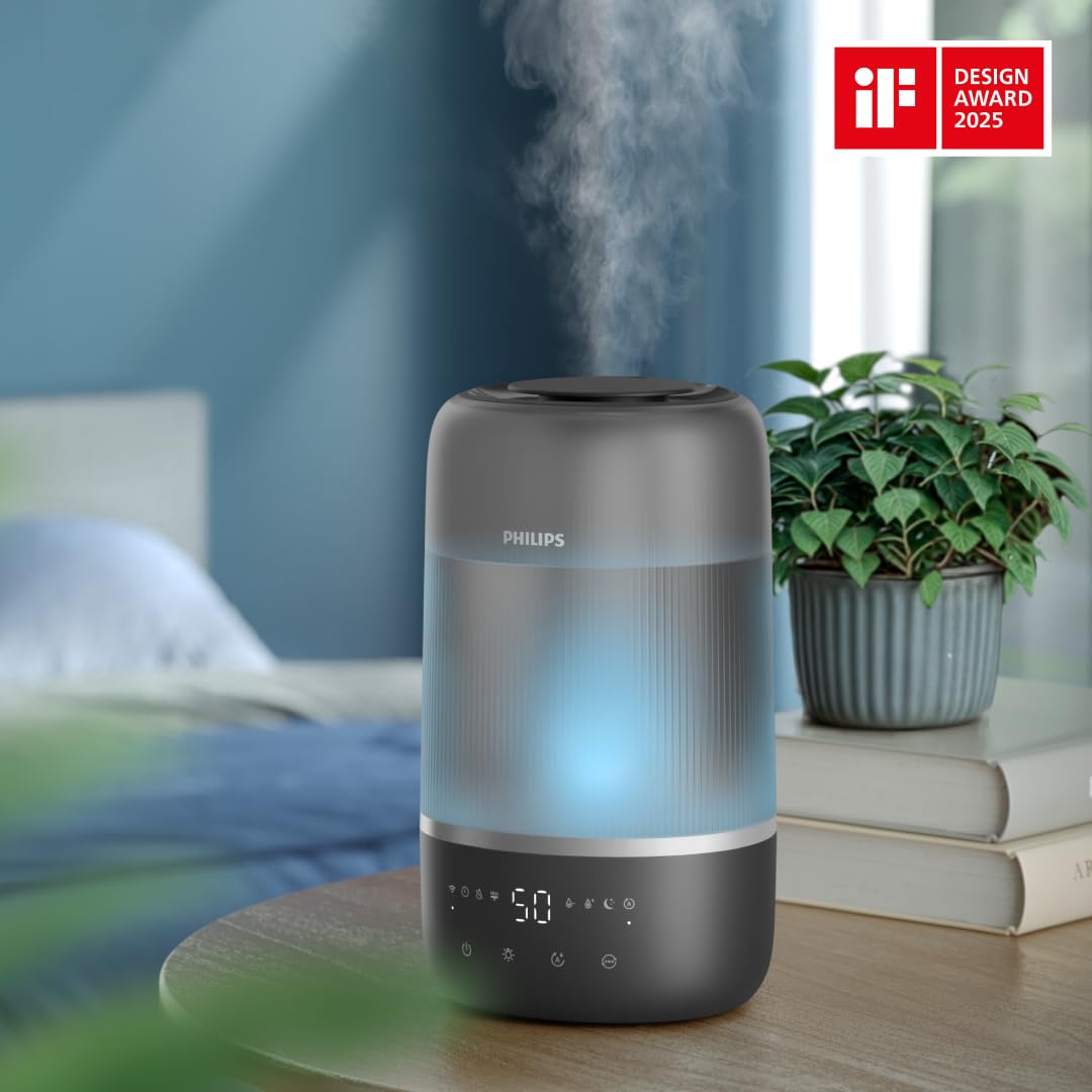 Philips Umidificatore – compatto ma potente, nebulizzazione Sky High, 32 h autonomia, serbatoio 3 L, aromaterapia, silenzioso con Sleep e luce notturna, ideale per stanze fino a 41 m² (HU1510/03)