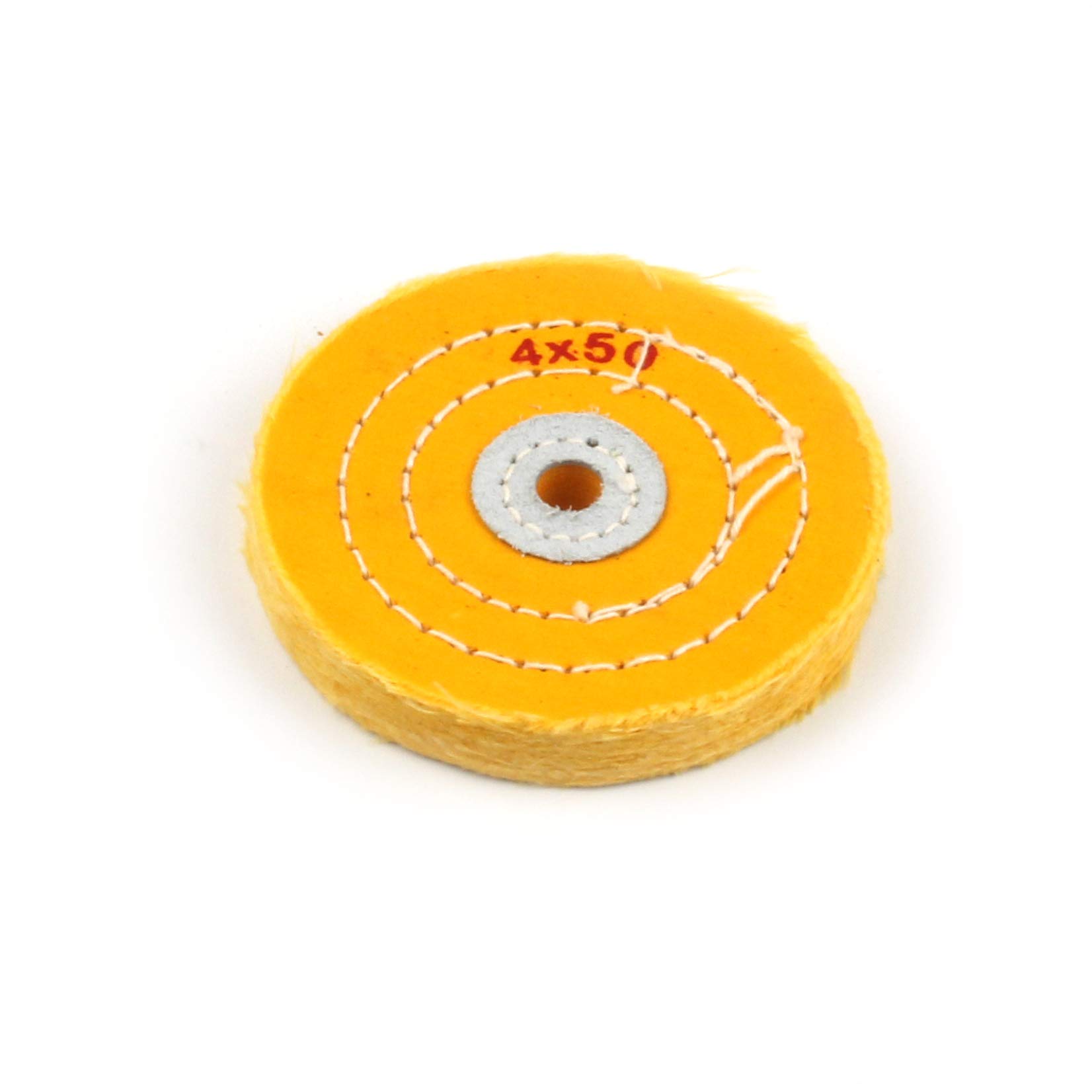 4 Inch Cloth Buffing Polishing wheel with 2/5 Inch Arbor for Bench Grinder Buffer Tool, Yellow, 50 Ply
