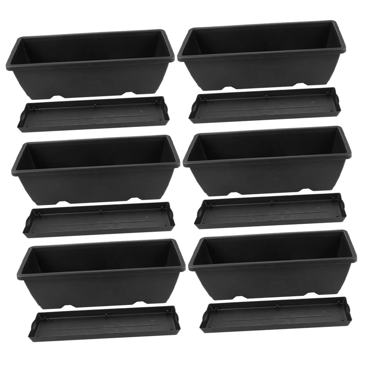 HANABASS 6pcs Plant Pots Rectangular Flower Pots, Planters for Indoor, Plants Plastic Plant Flower Pots for Flowers Vegetables Strawberry