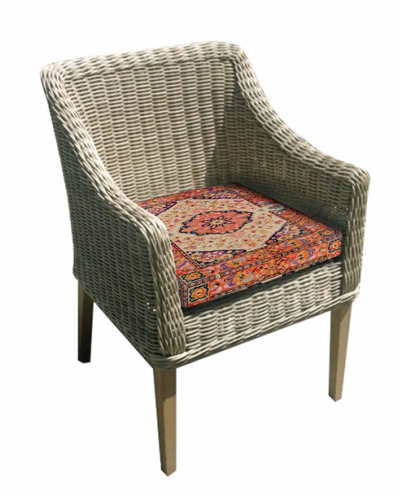 Hokiten Boho Aztec Outdoor Cushion Chair Cover Set of 2 - Waterproof Couch Seat Covers, Retro Southwest Farmhouse Ethnic Floral Patio Furniture Protector Cushions Slipcovers for Sofa/RV, 24