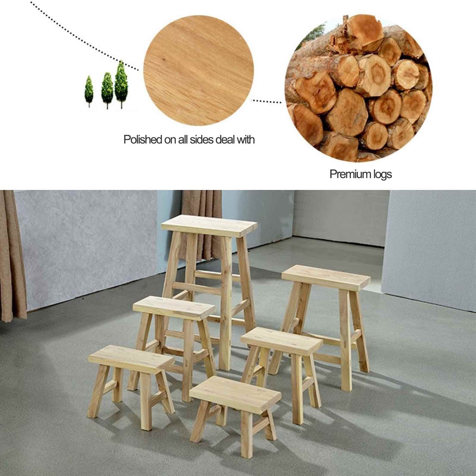 Houten kruk, voetenbankje Afneembare zadelkruk Kleine vierkante opstapkruk voor kindermeubels voor buitenmeubilair(Square-Okkernoot
