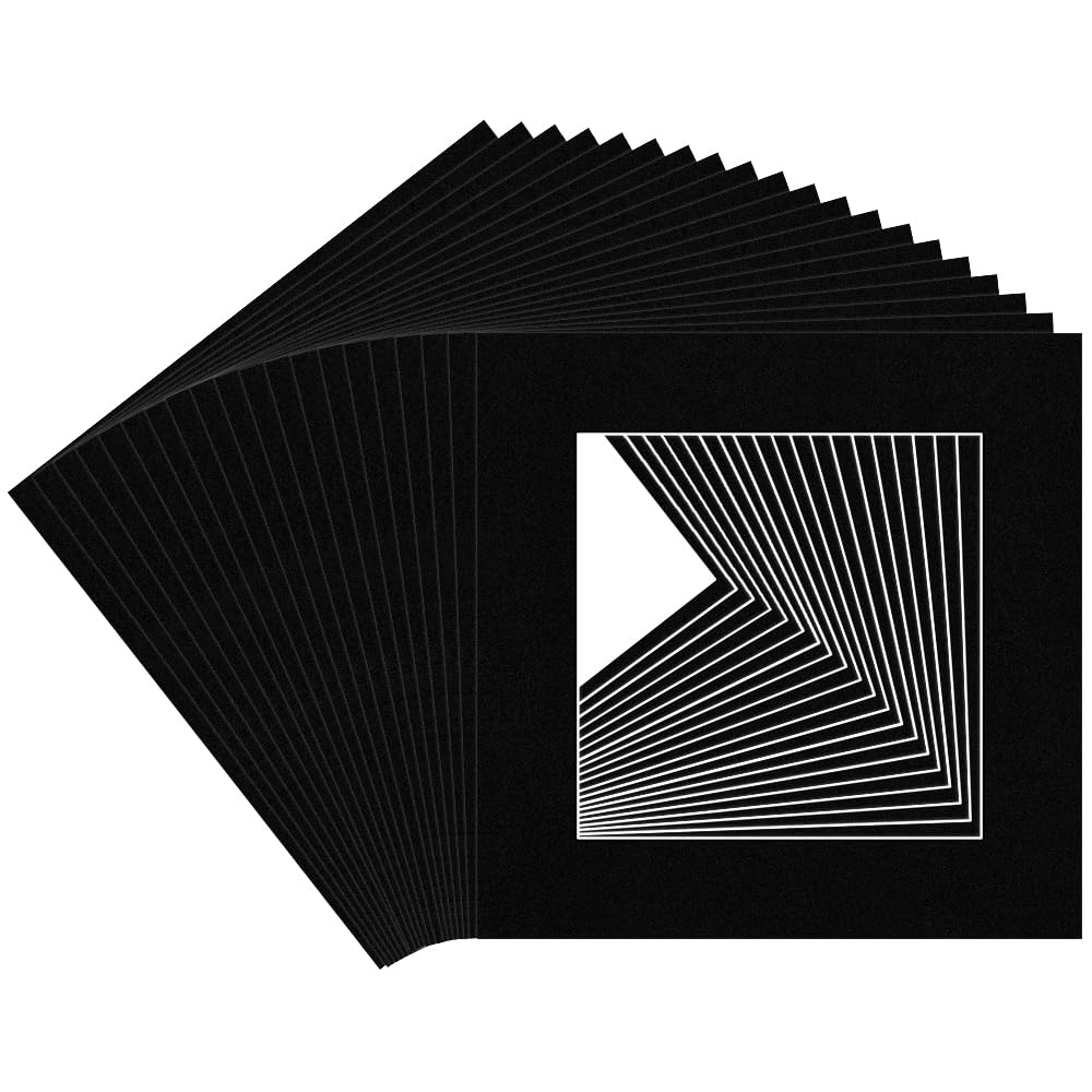 Procut Global 6x6" Black Picture Mounts for Frames - Fits 4x4" Aperture Size - Precision Cut Cardboard Photo Mounts - Mat Board for Prints, Artwork & Paintings - Pack of 20 โ image 1