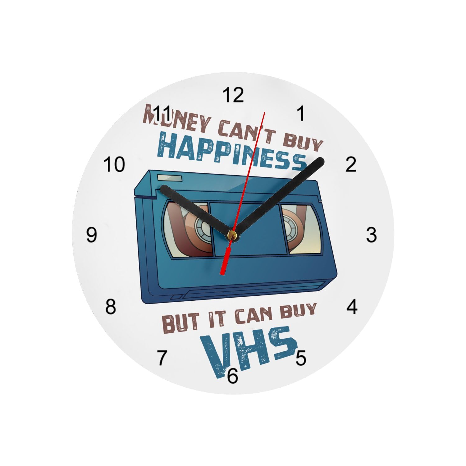 Horloge murale en verre VHS blanche 20 cm fin de la déco banale