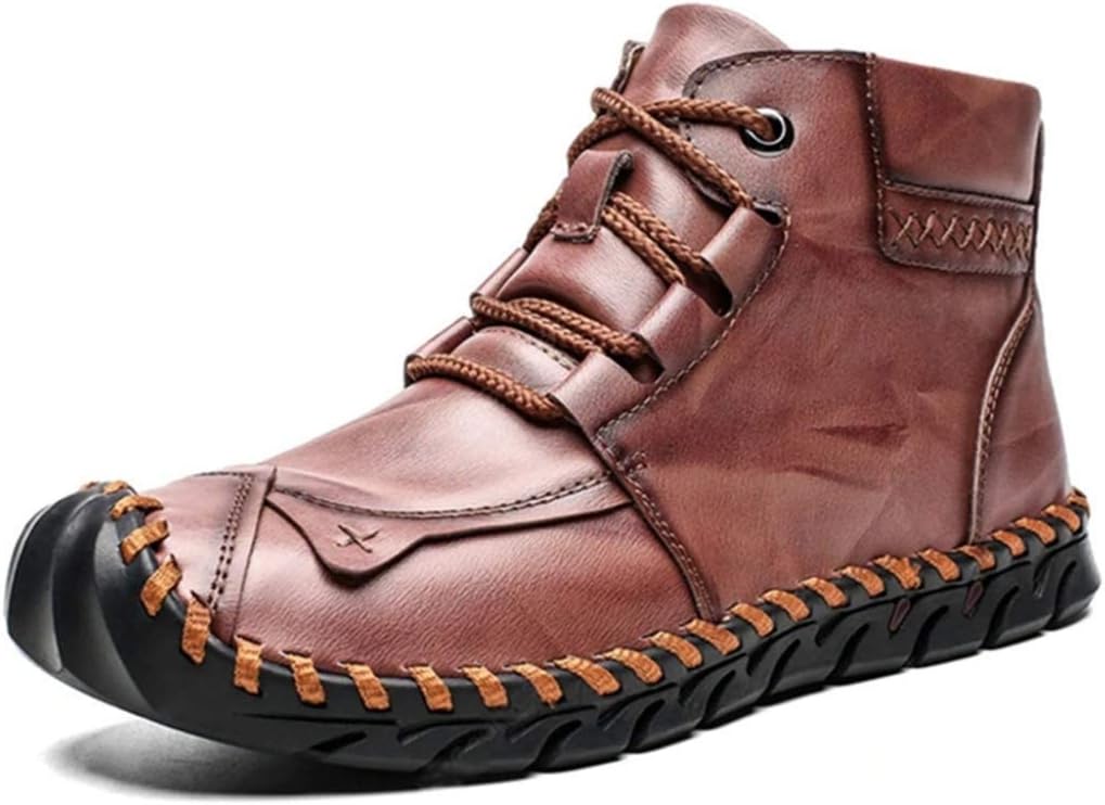 [ランボ] ブーツ ダークブラウン 28.5cm メンズ 大きいサイズ 厚底 ワークブーツ アウトドア 滑らない レースアップ ハイ