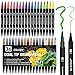 Produktbild Dual Brush Pen Set, 36 Farben Doppelfasermaler, Tinte auf Wasserbasis Doppelfilzstifte Für Aquarell Watercolo Bullet Journal Handlettering Kalligraphie Manga, Fasermaler[1-2 mm] und Fineliner[0,4 mm]
