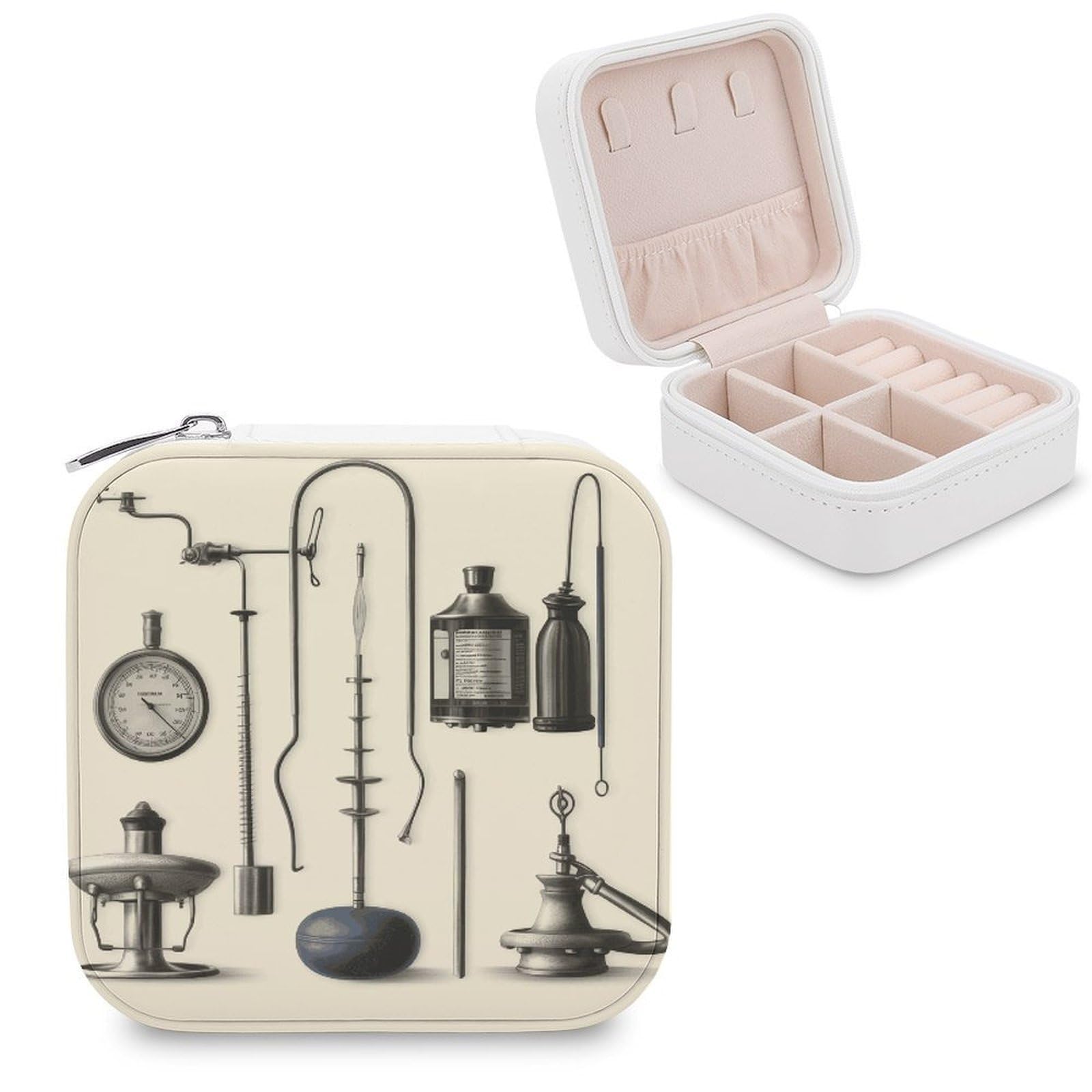MUSM Medical Apparatus And Instruments Travel Jewelry Case Personalized PU Leather Jewelry Boxes for Women Small Portable Jewelry Organizer Box Cute Trinket Box for Necklaces Rings Earrings & Gifts